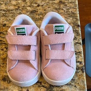 Puma Kids Pink Suede Velcro Sneakers